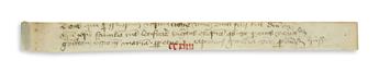 HUS, JAN. Signature, Huß, in the right margin of a vellum fragment from a manuscript Breviary,